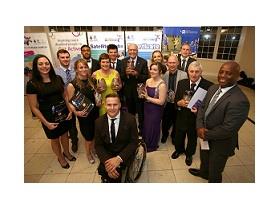 Paralympic Gold Medallist David Weir celebrates with the 2015 winners at the Black Country Sport and Physical Activity Awards