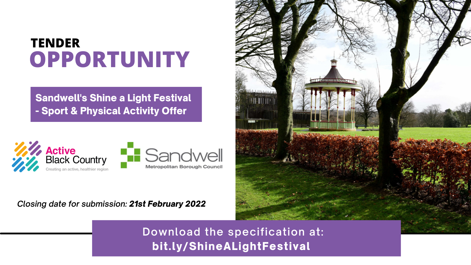 Tender Opportunity -Sandwell’s Shine a Light Festival - Sport and Physical Activity Offer